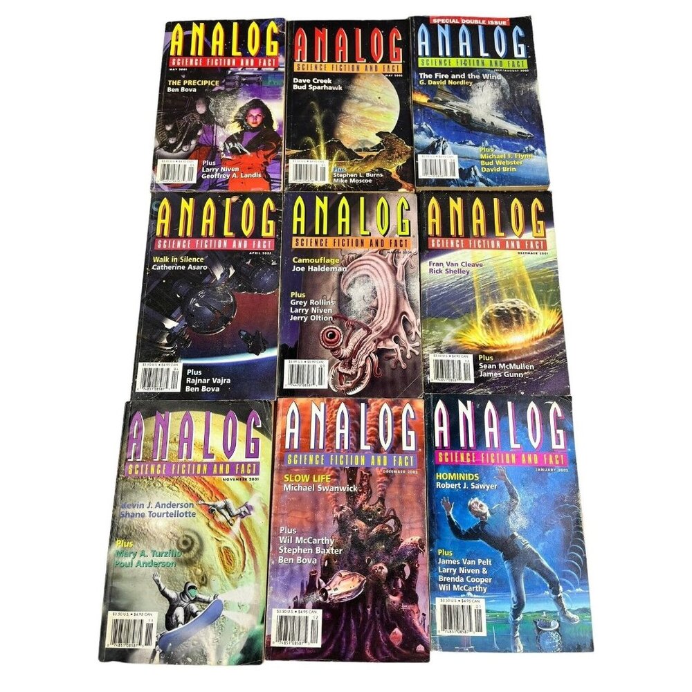 Sci Fi MAGAZINES Lot 9 Analog Science Fiction and Fact 2001 2004 Titles In Pics